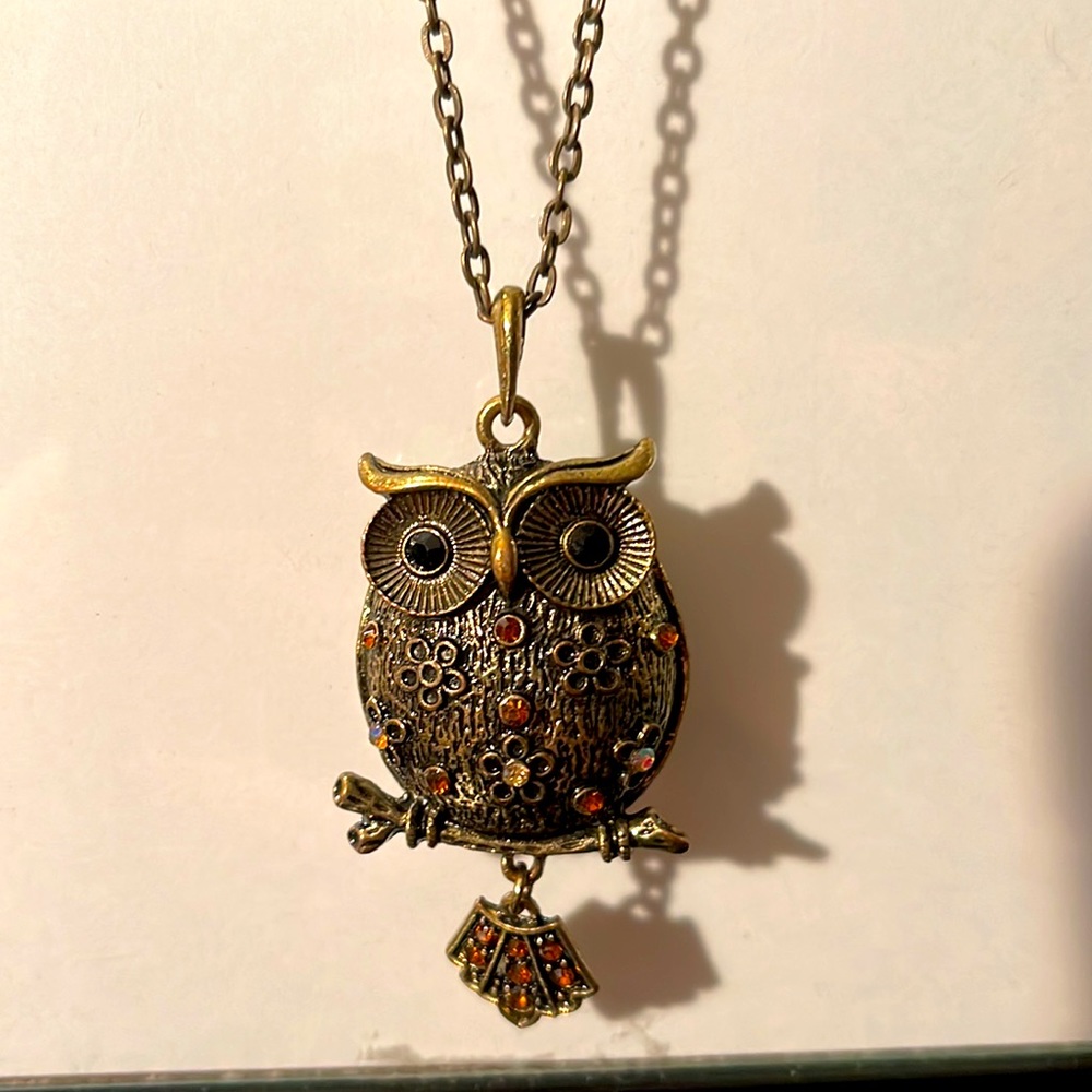 Costume owl long necklace